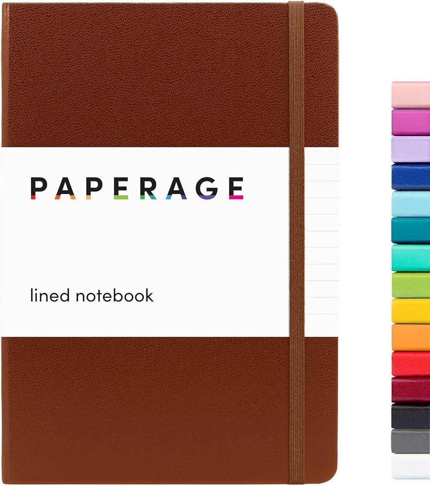 PAPERAGE Lined Journal Notebook, (Cognac), 160 Pages, Medium 5.7 inches x 8 inches - 100 gsm Thic... | Amazon (US)