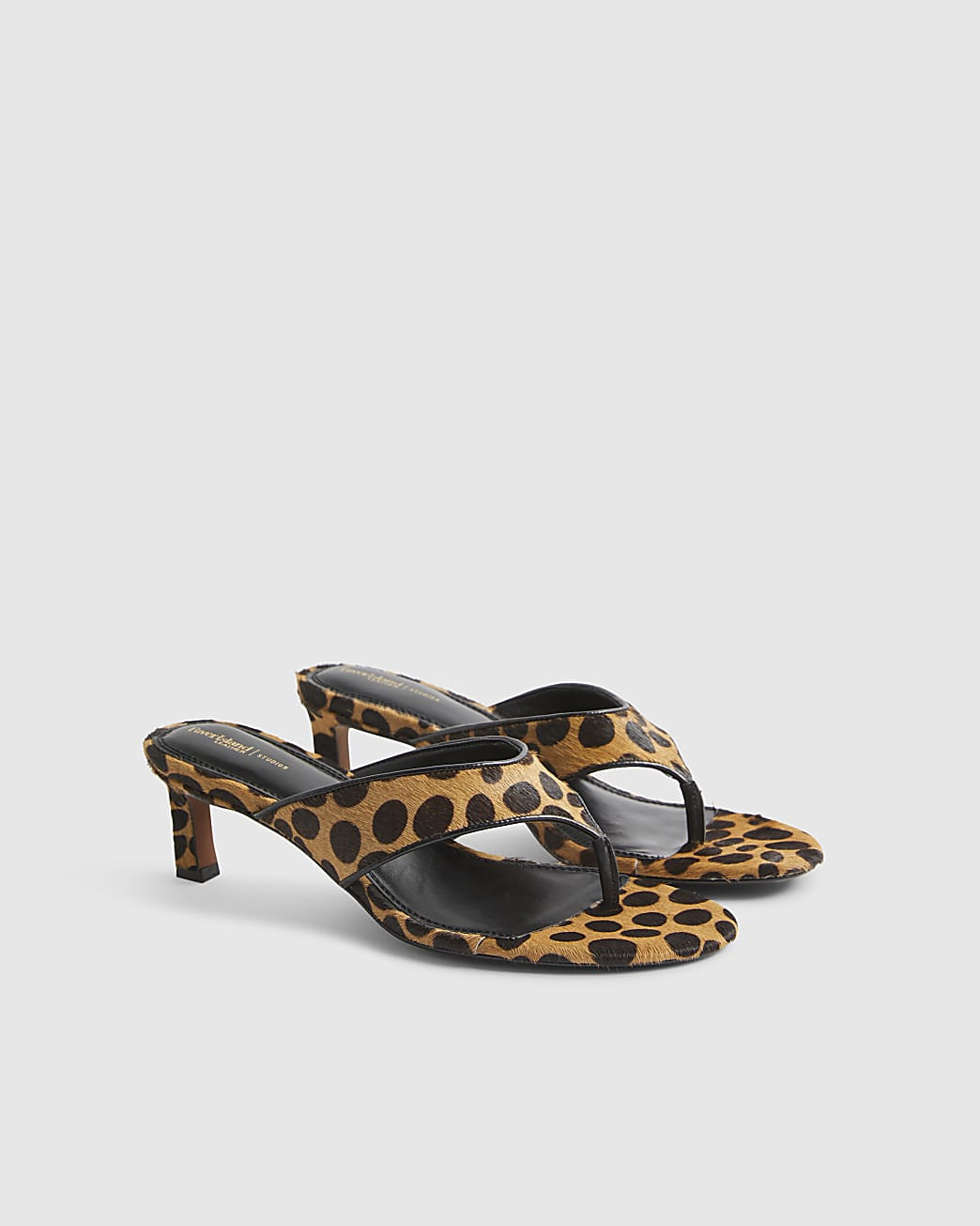 Brown Leopard Print Toe Thong Mule Sandals | River Island UK & IE