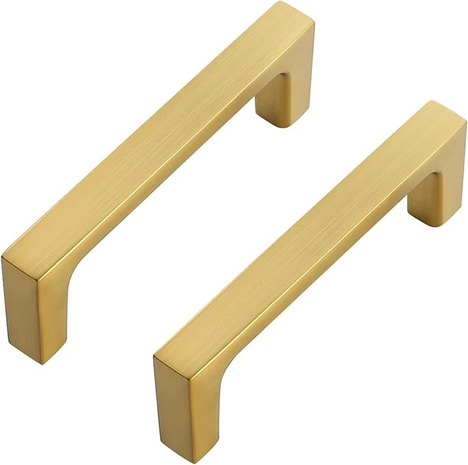 Ravinte 10 Pack Solid 3 Inch Kitchen Square Cabinet Handles Brushed Brass Drawer Pulls Kitchen Ca... | Amazon (US)