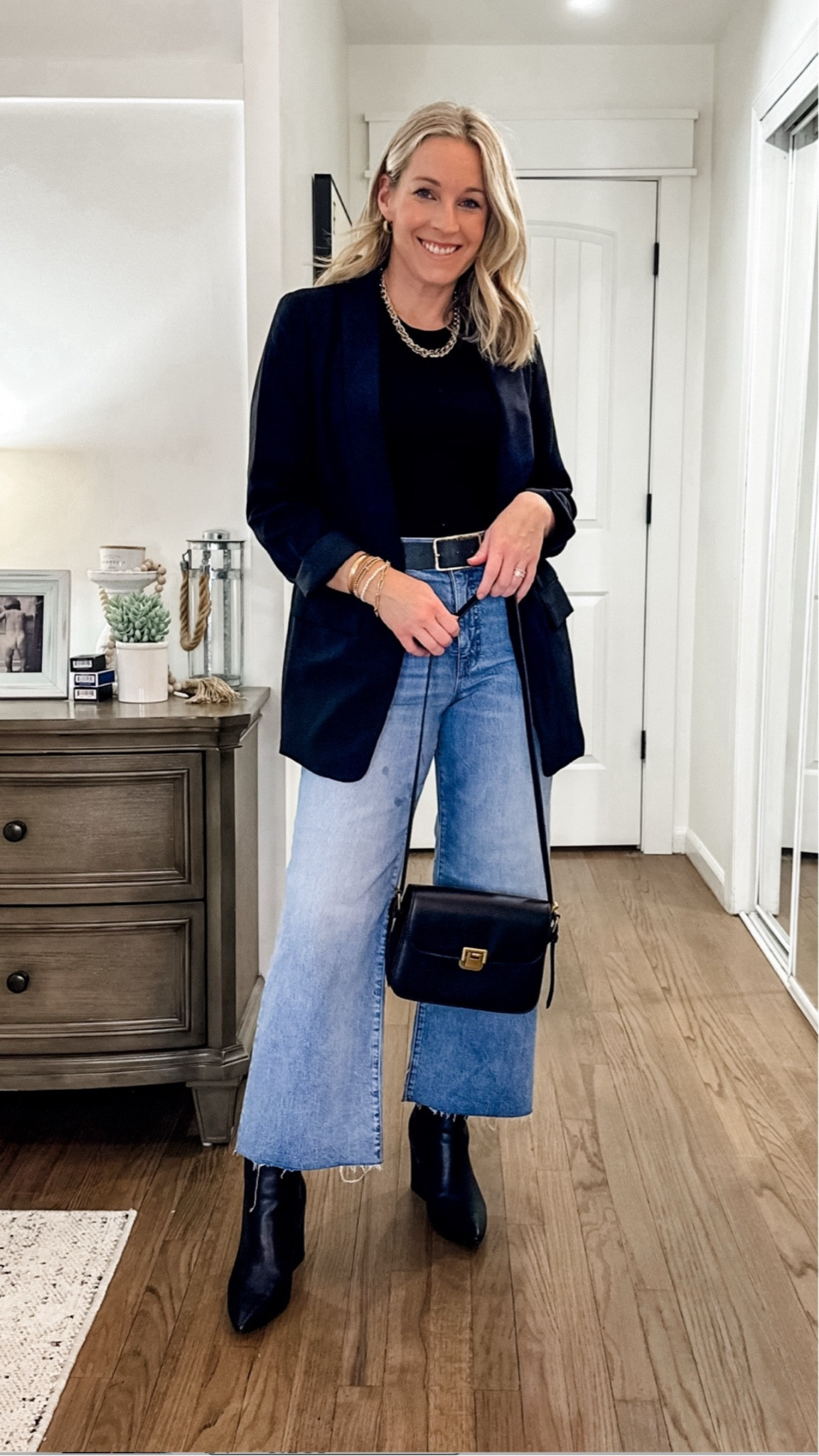 Chic, simple, effortless. ! Medium bodysuit, small blazer, jeans are tts. 

#LTKstyletip #LTKfindsunder50 #LTKmidsize

#LTKOver40 #LTKSeasonal #LTKMidsize

#LTKFindsUnder100 #LTKStyleTip #LTKOver40