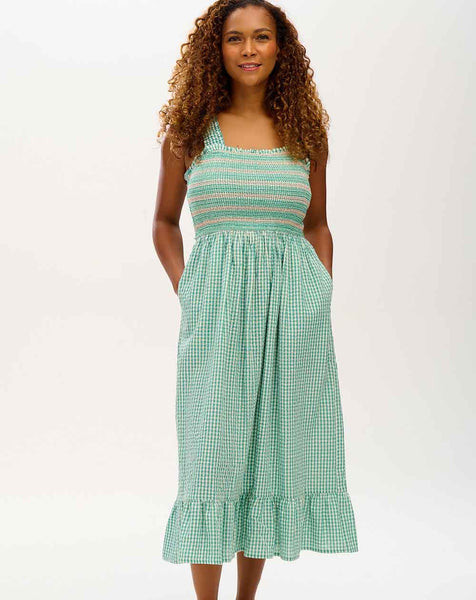 Lilac Rose Sugarhill Maddy Shirred Sundition a Green Gingham - Trouva | Trouva (Global)