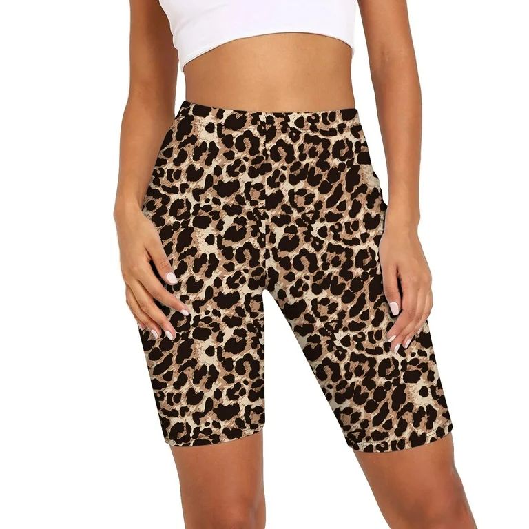 Sunisery Women Leopard Print Hot Shorts High Waist Slim Sport Biker Shorts - Walmart.com | Walmart (US)