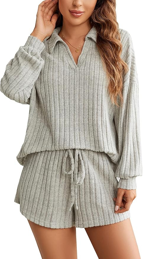 BMJL Womens 2 Piece Lounge Sets Ribbed Knit Top and Shorts Pajama Sets Matching Loungewear Outfit... | Amazon (US)