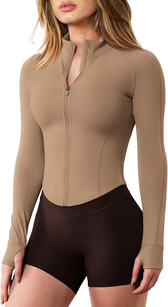 GYM RAINBOW Womens Snatched Workout Jackets Lightweight Zip Up Slim Fit Gym Track Athletic Jacket... | Amazon (US)