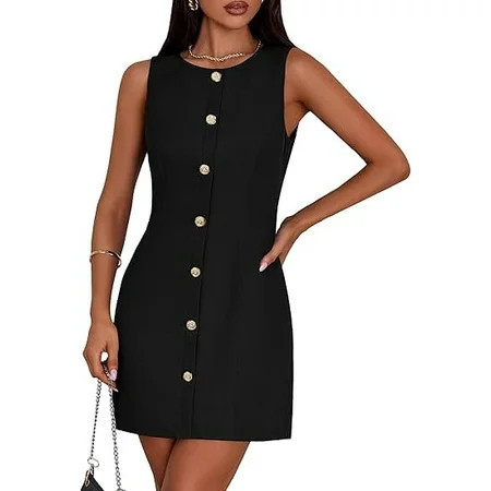 PRETTYGARDEN Work Dresses for Women Summer Business Short Dress Sleeveless Button Down Formal Elegant Office Outfits | Walmart (US)
