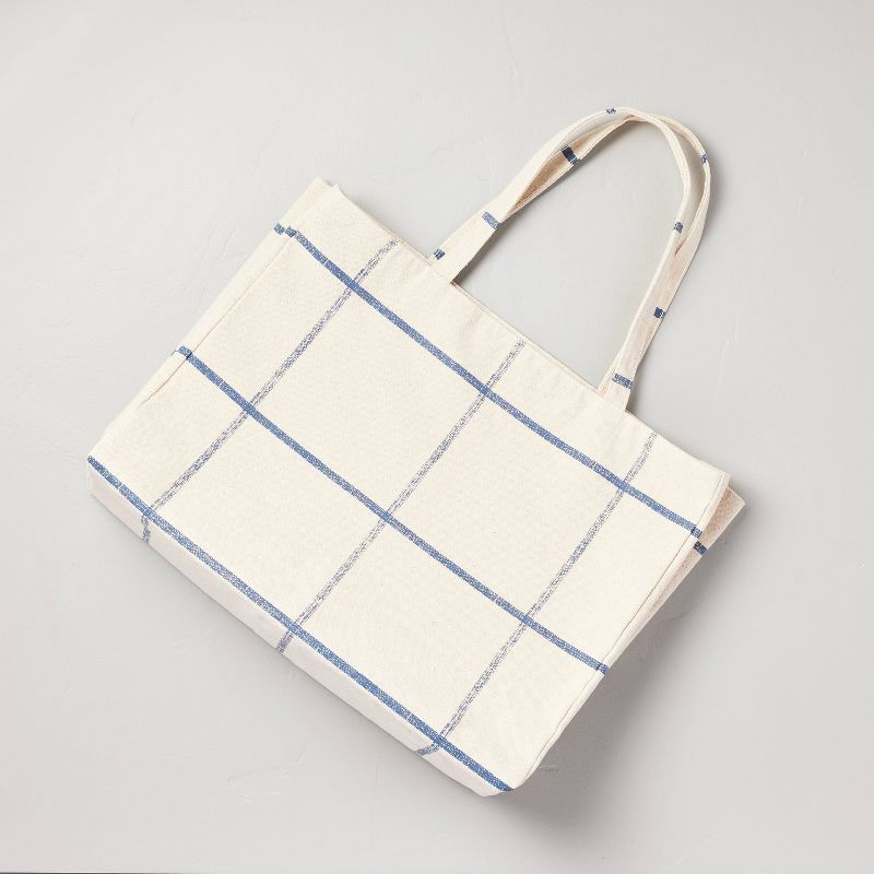 Grid Lines Market Bag Blue/Natural - Hearth & Hand™ with Magnolia | Target