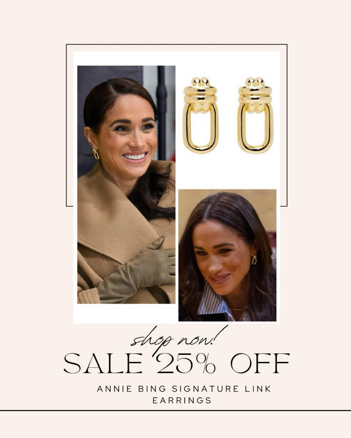 Annie Bing gold link earrings sale
Meghan also owns Annie Bing Becca top, Sydney sweater and Mika shirt 