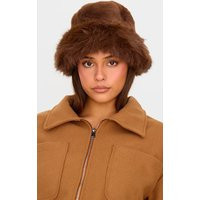 Chocolate Faux Fur Fluffy Trim Bucket Hat | PrettyLittleThing US