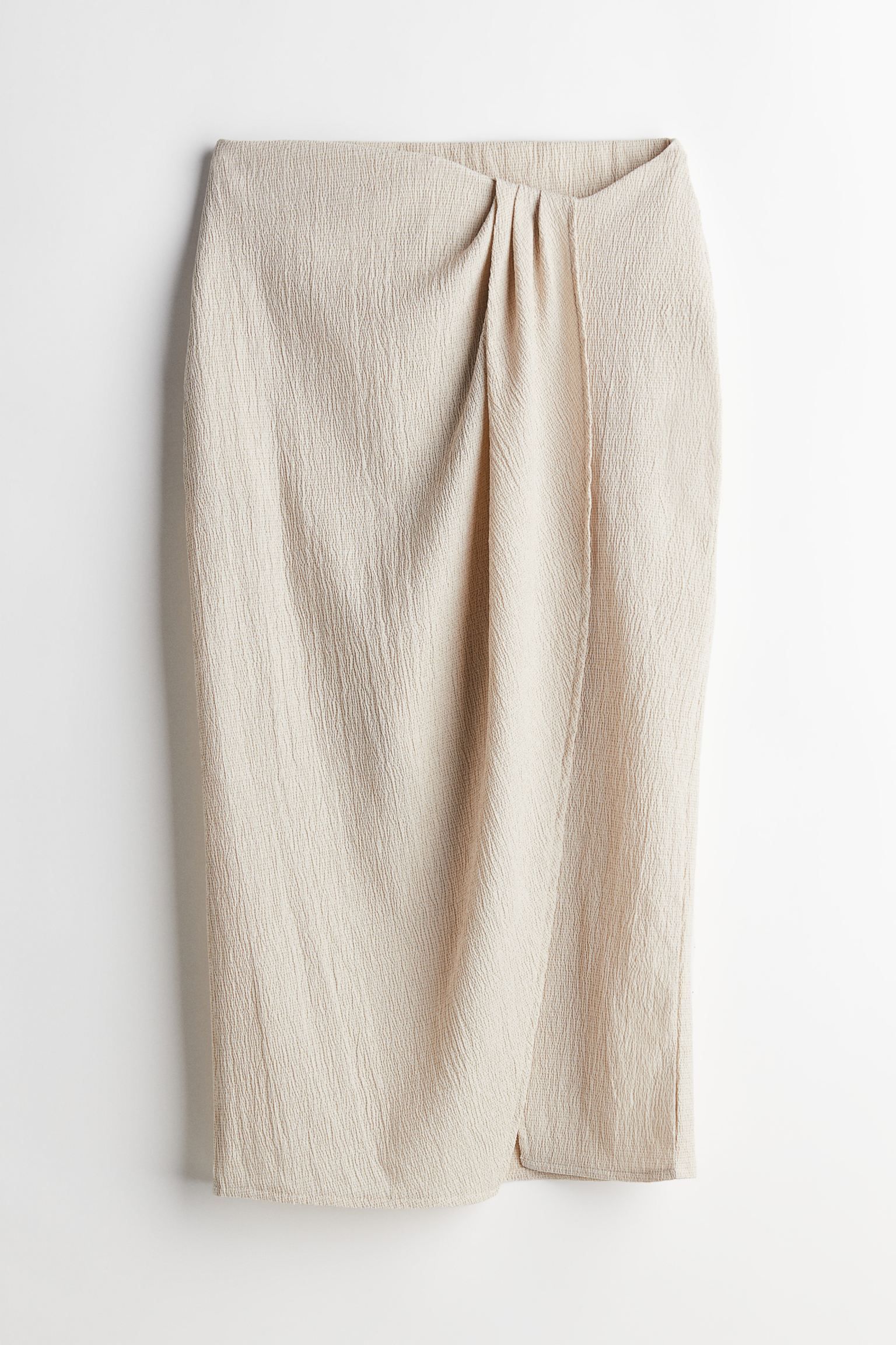 Textured-knit wrap skirt - Regular waist - Midi - Cream/Red patterned - Ladies | H&M GB | H&M (UK, MY, IN, SG, PH, TW, HK)