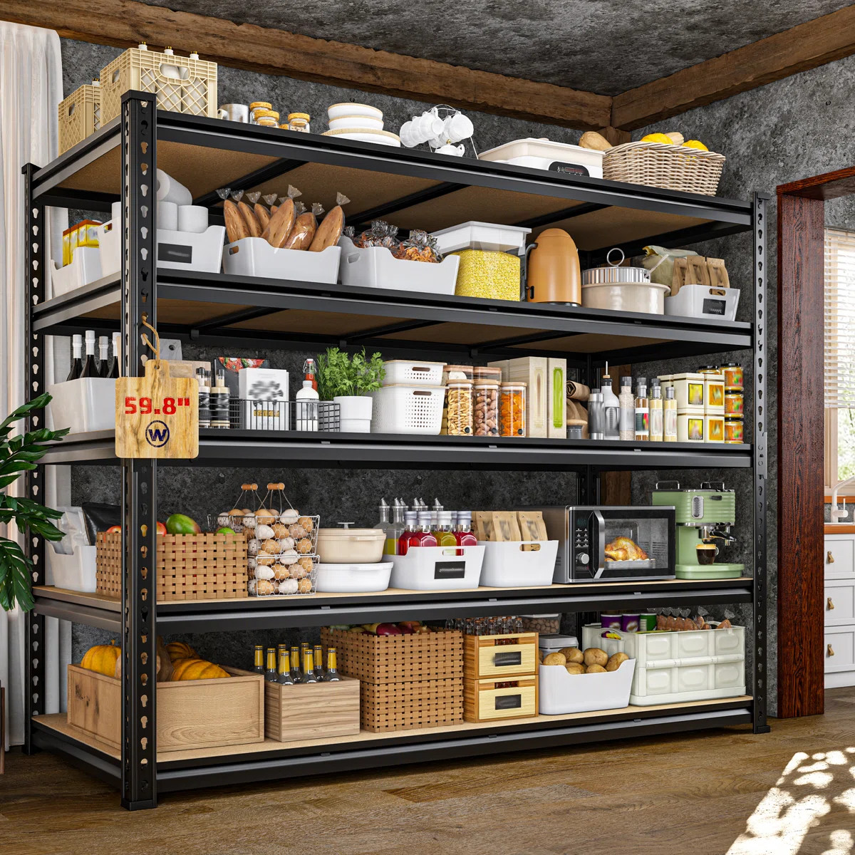 59.8" Extra Wide Heavy Duty Storage Shelves - Adjustable Garage Shelving Unit, Large Capacity, To... | Wayfair North America