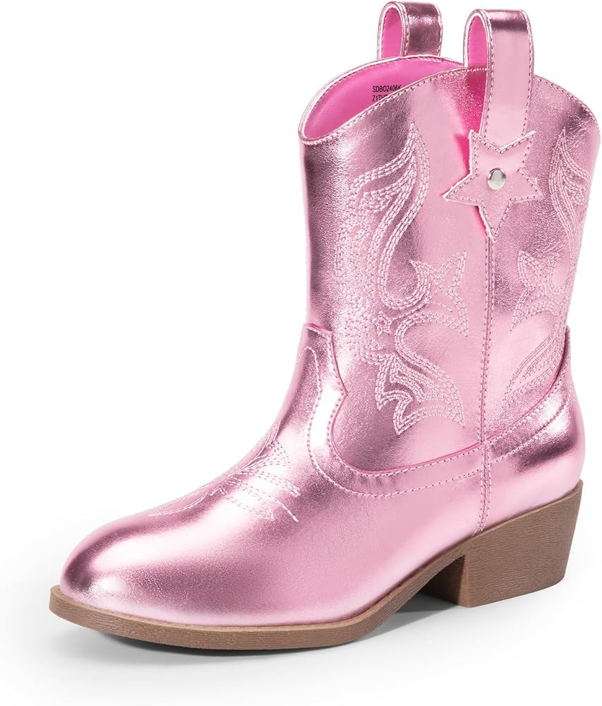 DREAM PAIRS Girls Cowboy Cowgirl Boots 2-in-1 Western Removable Cuff Fold Over Embroidered Fashio... | Amazon (US)
