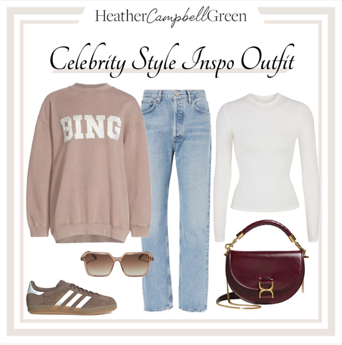 Winter Outfit Inspo! “Cozy, chic, and celebrity-approved! This neutral sweatshirt is the ultimate winter staple – perfect for lounging or layering. Paired with classic pieces, it’s effortless style at its best. ✨ Who else loves a comfy yet put-together look for chilly days? #WinterStyle #CelebrityFavorite #CozyChic #NeutralOutfit” 

#LTKStyleTip