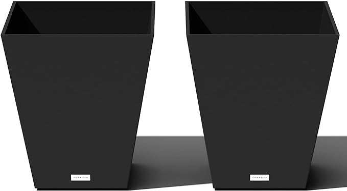 Veradek Nobleton Indoor/Outdoor Wide Square Planter (18 inch - 2 Pack, Black) | Amazon (US)