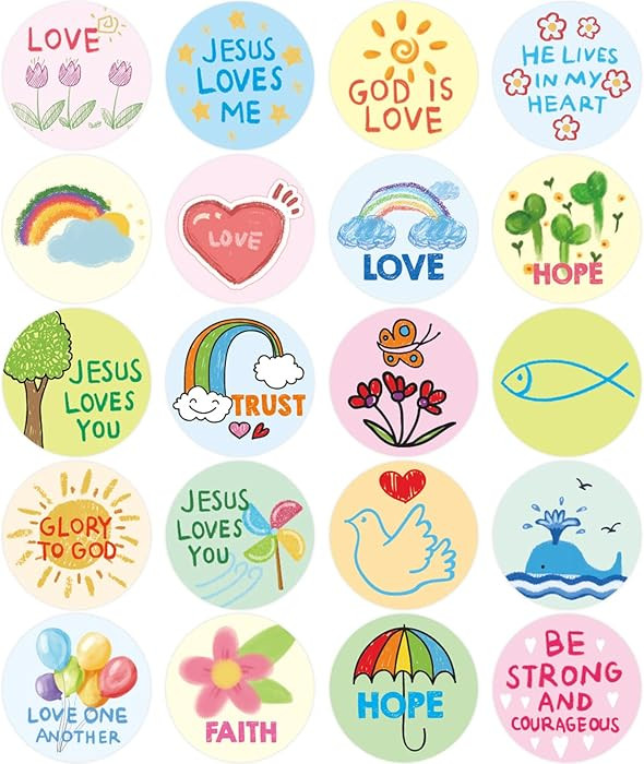 Fancy Land Kid-Drawn Christian Stickers Easter Religious Sticker for Kids Church Sunday School VB... | Amazon (US)
