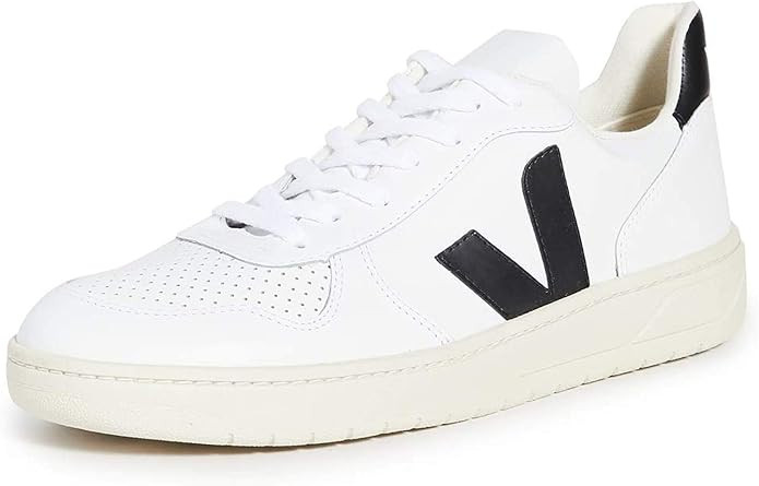 Veja Women's V-10 Lace Up Sneakers, Extra White/Black, 10 Medium US | Amazon (US)
