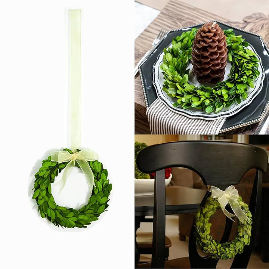 Boxwood Wreath Mini 6 inch Preserved Round Boxwood Wreath, Door Wall Hanging Window Wedding Party... | Amazon (US)