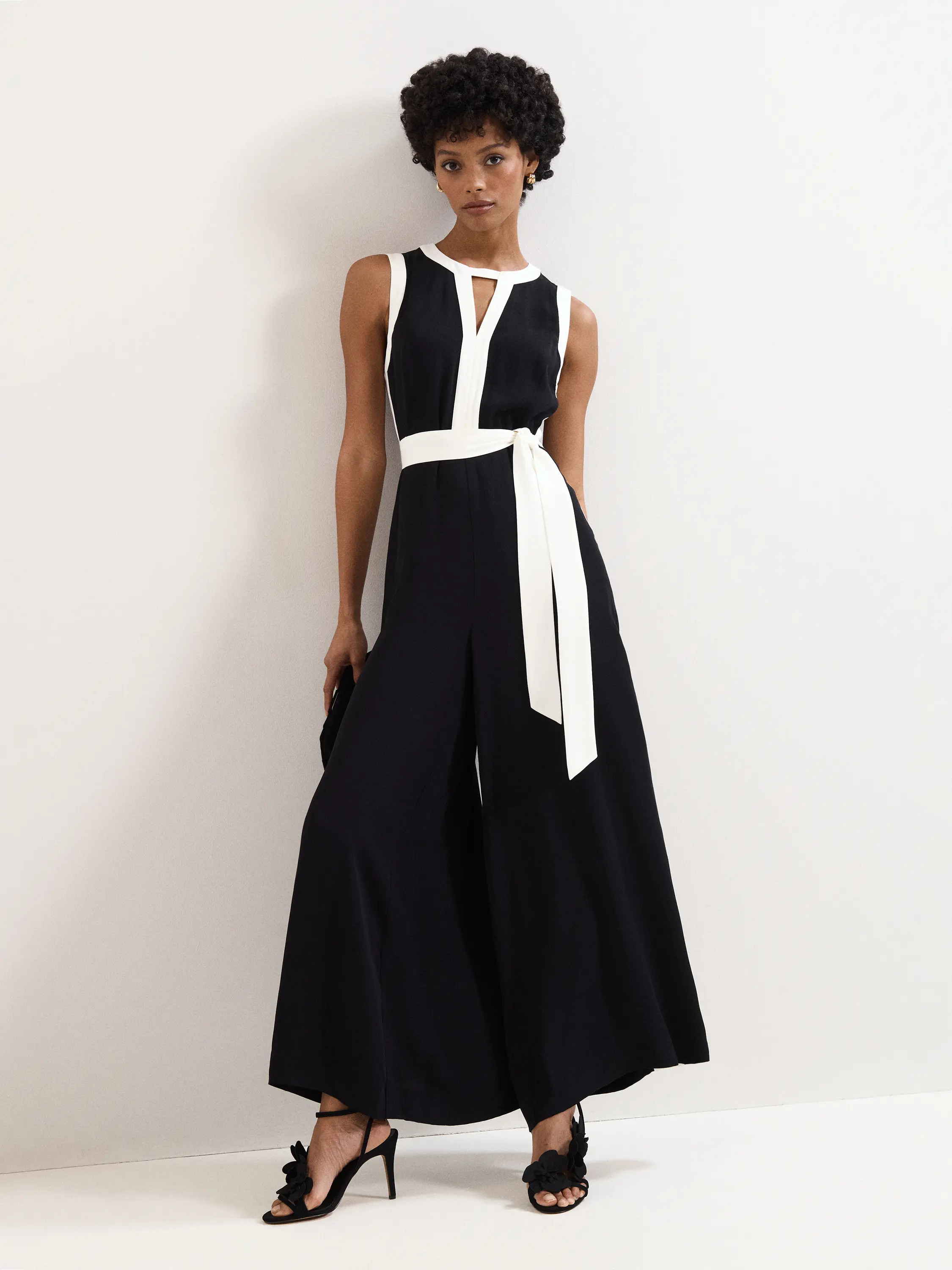 Phase Eight Elowen Wide Leg Jumpsuit in Black/ivory at Nordstrom, Size 8 | Nordstrom