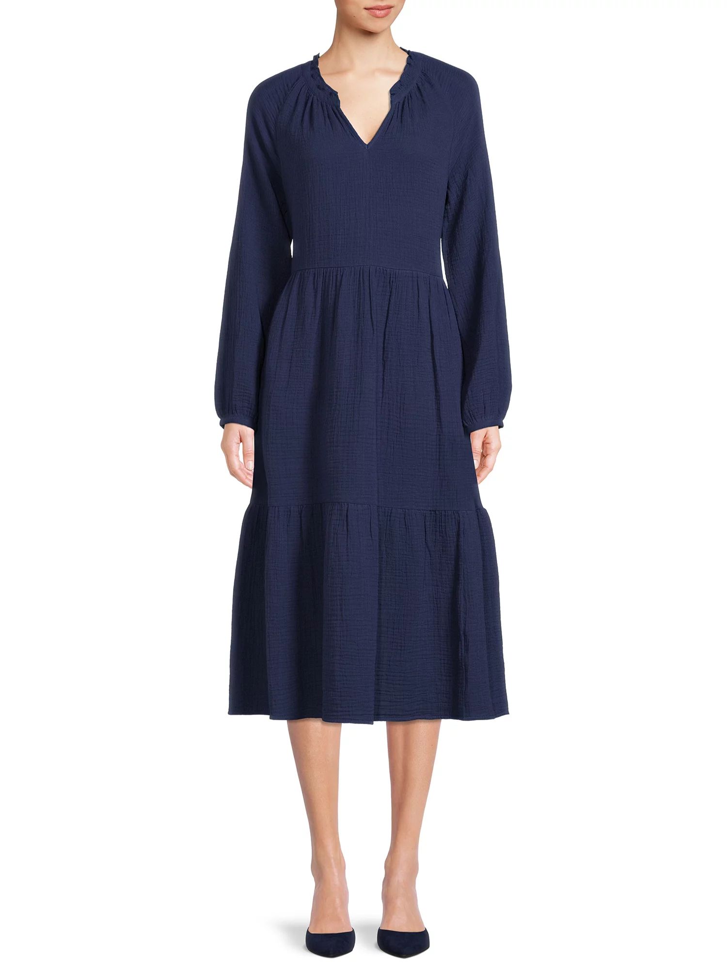 BeachLunchLounge Women's Ruffle Hem Cotton Dress | Walmart (US)