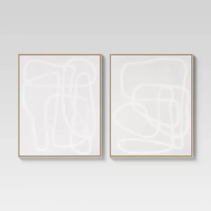 (Set of 2) 24" x 30" Line Drawing Wall Canvases Gray/White - Threshold™ | Target