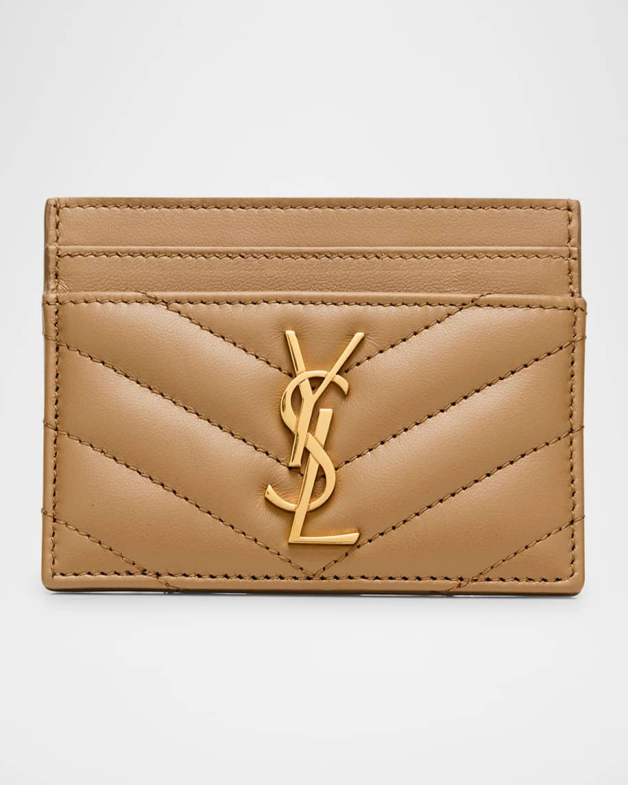 Saint Laurent YSL Monogram Card Case in Quilted Smooth Leather | Neiman Marcus