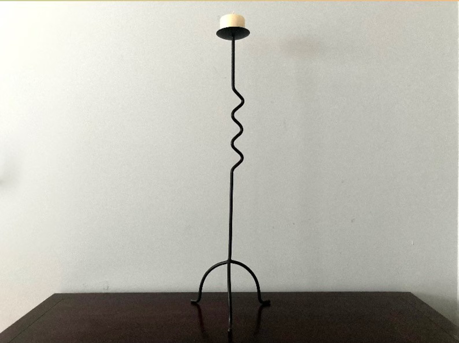 Postmodern Squiggle Wrought Iron Memphis Style Tall Candle | Etsy | Etsy (US)