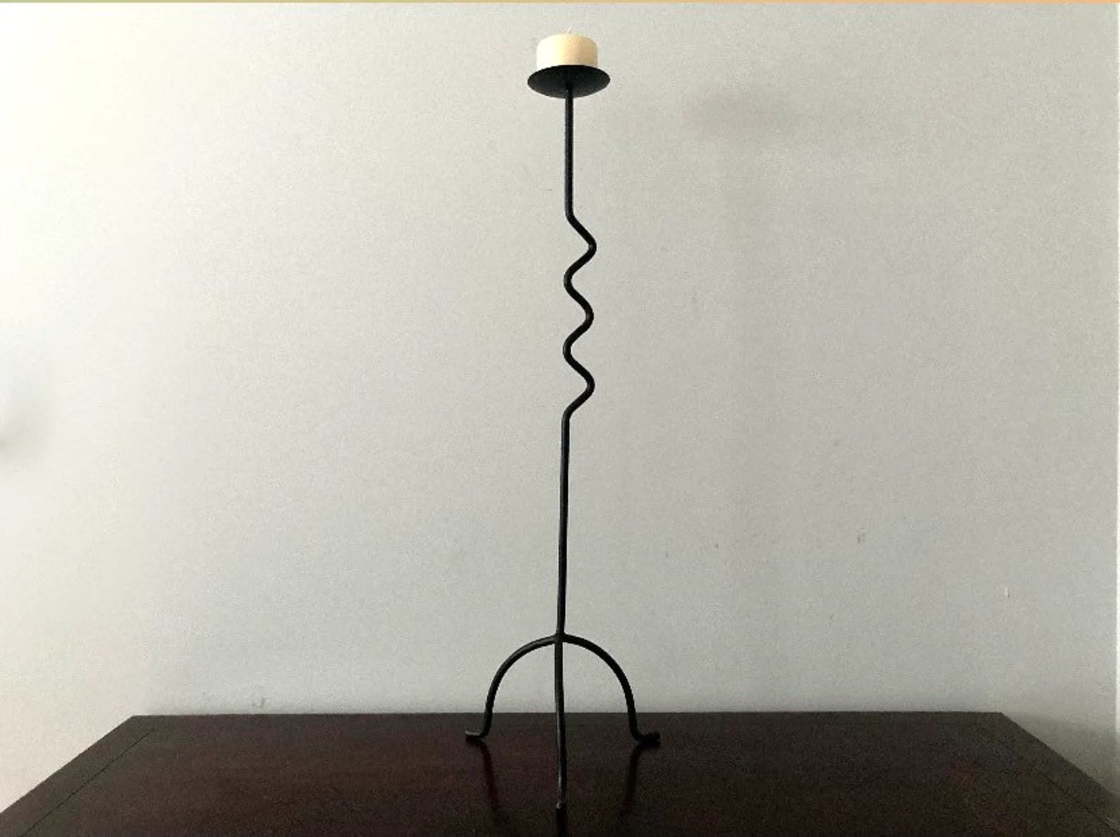 Postmodern Squiggle Wrought Iron Memphis Style Tall Candle | Etsy | Etsy (US)