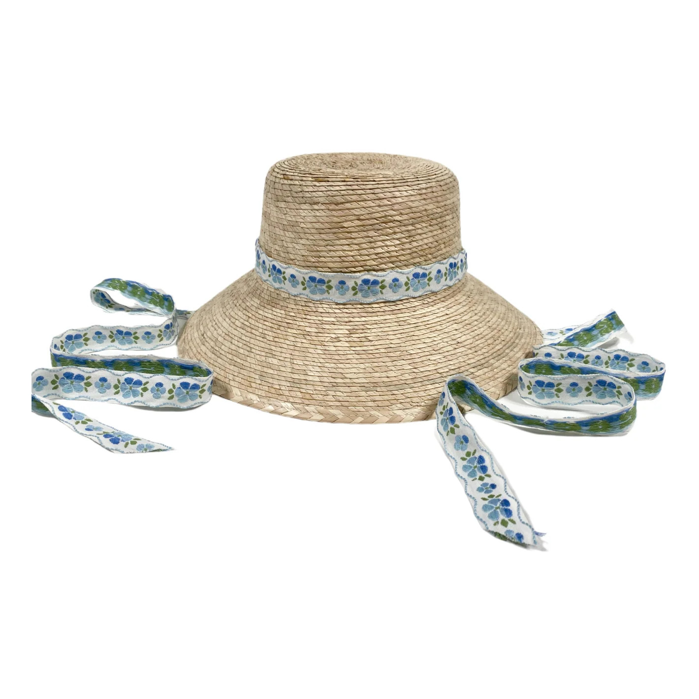sarah bray bermuda girls palmetto sun hat with vintage bluebell ribbon | minnow