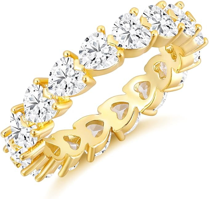 Amazon.com: SHINYSO Wedding Band for Women Infinity Heart-Shaped Cubic Zirconia Ring Engagement S... | Amazon (US)