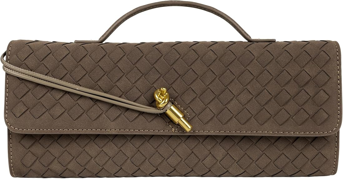 Woven Purse for Women Evening Clutch Woven Leather Handbags Crossbody Bag Formal Evening Bag | Amazon (US)