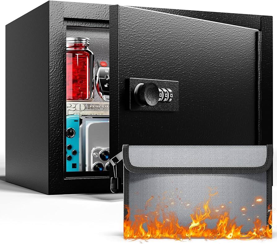 4.6L Fireproof Waterproof Mini kids Safe Box, Small Box with Combination Lock for Kids, Money Saf... | Amazon (UK)