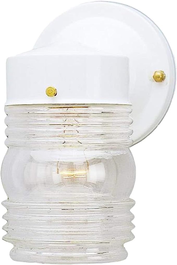 Ciata 1 Light Wall Lantern Sconce Fixture Jelly Jar Outdoor Down Light with Clear Glass (White) | Amazon (US)