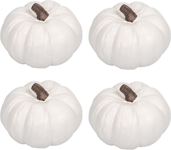 Elanze Designs Classic White 6 inch Resin Harvest Decorative Pumpkins Pack of 4 | Amazon (US)