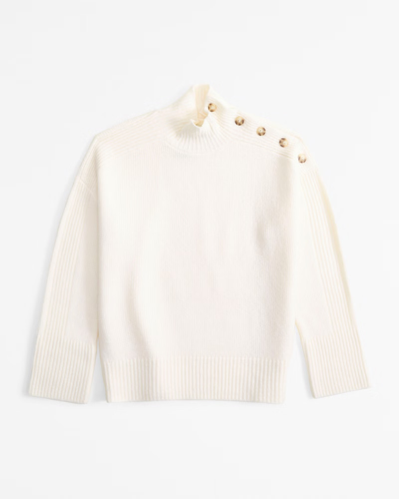 Women's Button Detail Mockneck Sweater | Women's Tops | Abercrombie.com | Abercrombie & Fitch (US)