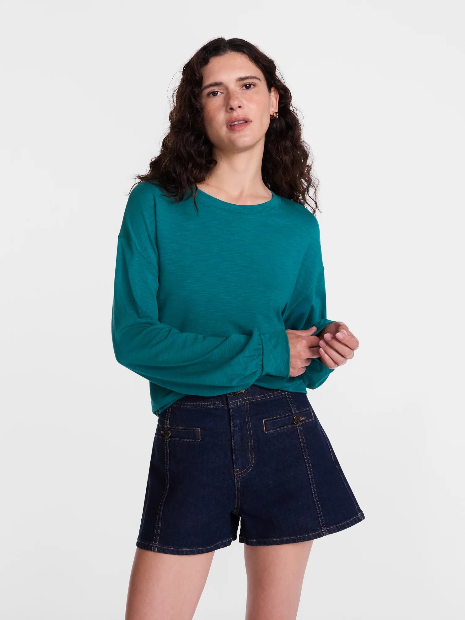 Scenario Women's Oversized Tee with Long Sleeves, Sizes XS-XXXL | Walmart (US)