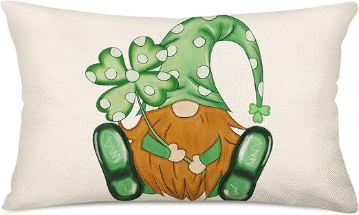 Xihomeli St Patrick's Day Lumbar Pillow Covers 12X20 Inch Polka Dot Gnome Clovers Shamrock Decor ... | Amazon (US)