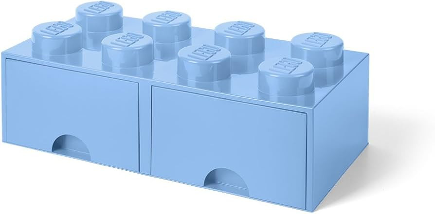 LEGO Brick Drawer, 8 Knobs, 2 Drawers, Stackable Storage Box, Light Royal Blue | Amazon (US)