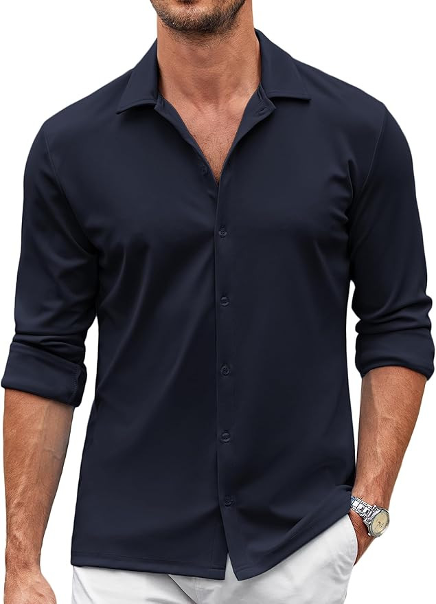 COOFANDY Men's Casual Button Down Shirt Wrinkle Free Shirts Long Sleeve Dress Shirt | Amazon (US)