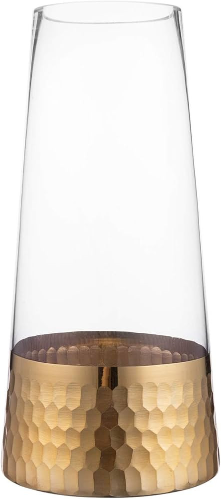 MyGift Glass and Gold Bottom Flower Vases, 10 inch Clear Glass Vases for Table Centerpieces Home ... | Amazon (US)