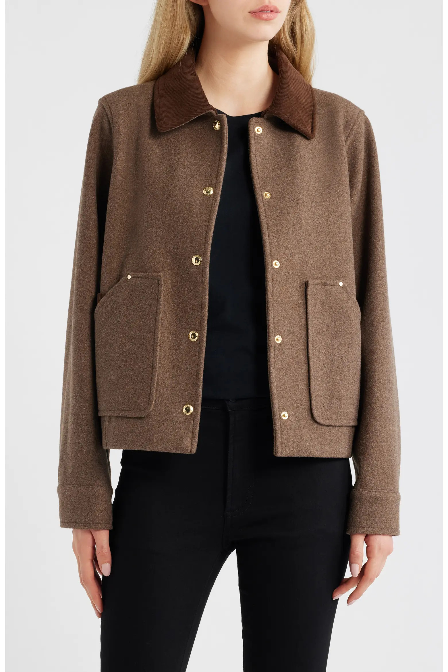 Corduroy Trim Jacket (Women) | Nordstrom | Nordstrom