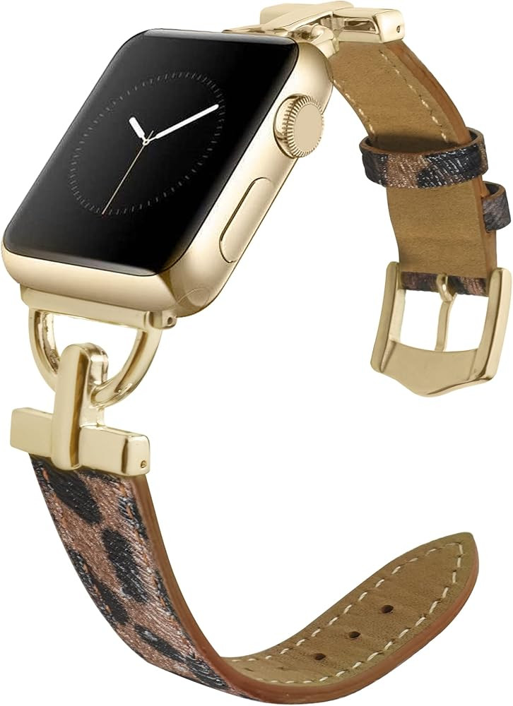 Heesch Leather Band Compatible with Apple Watch for Women, with Unique D-shape Metal Buckle Design D | Amazon (US)