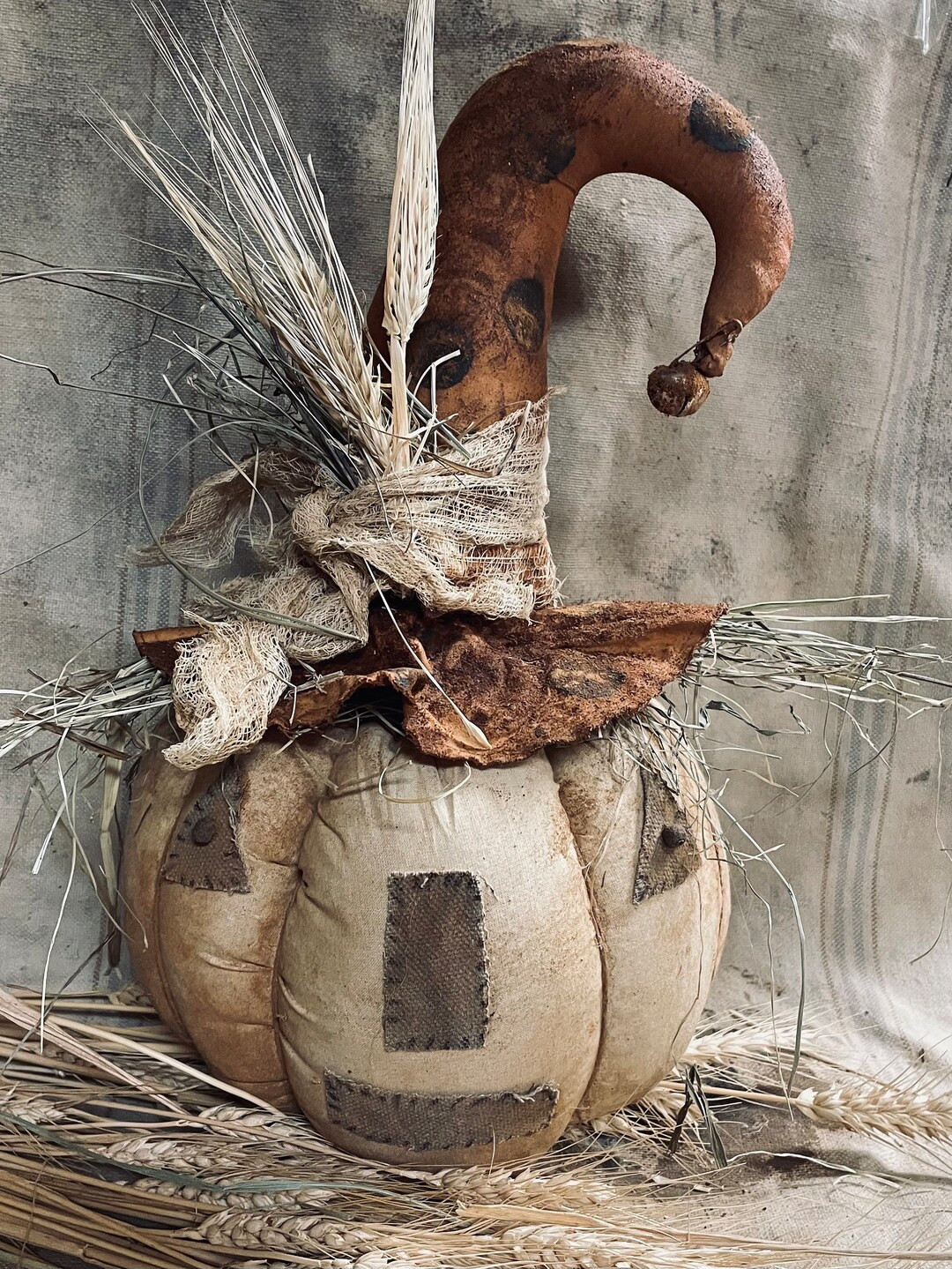 Primitive Fall Halloween Pumpkin Scarecrow Sitter - Etsy | Etsy (US)