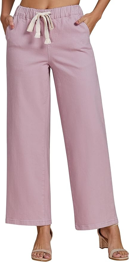 luvamia Wide Leg Jeans Woman High Waisted Trendy Pull On Elastic Waist Drawstring Stretchy Denim ... | Amazon (US)
