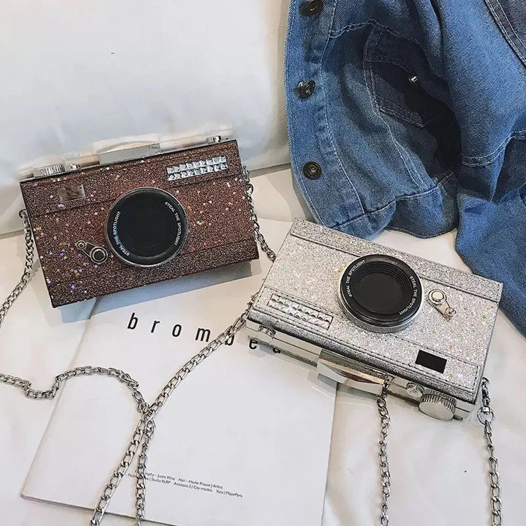 Quirky Glitter Camera Evening Statement Purse Bag | Women’s Stylish Shoulder Bags | Cool Bags F... | Etsy (US)