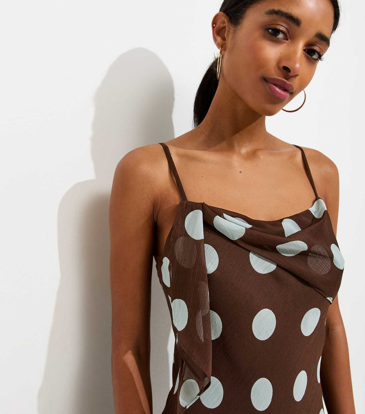 Dark Brown Chiffon Polka Dot Mini Dress | New Look | New Look (UK)