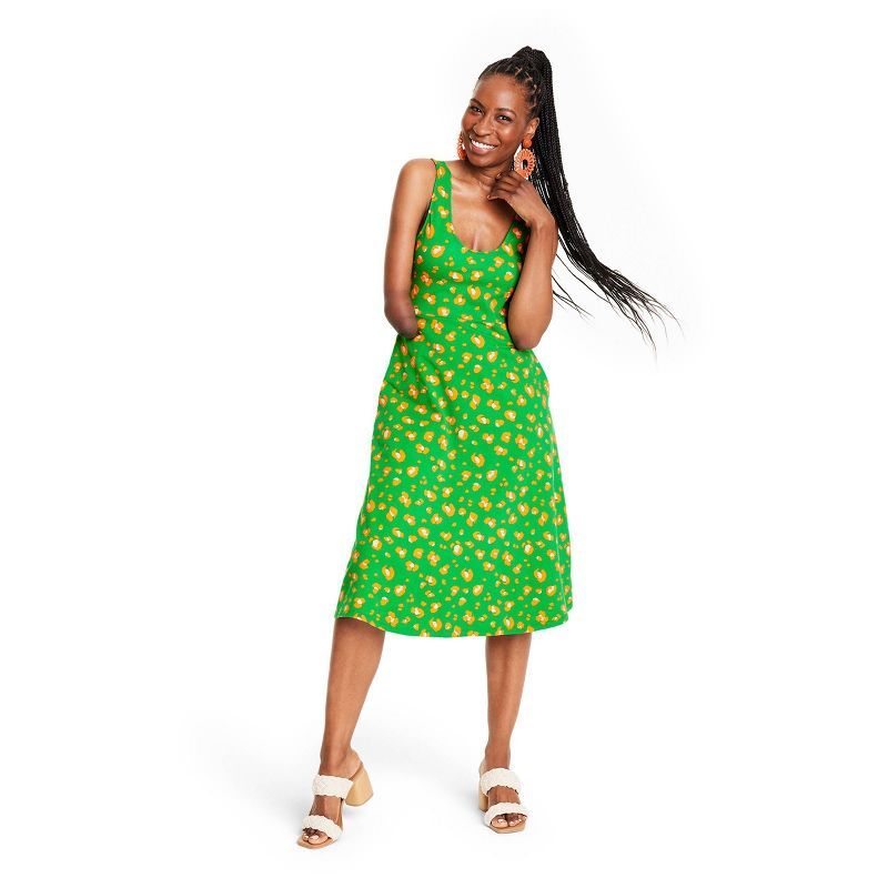 Women's Leopard Print Knit Midi Dress - Tabitha Brown for Target Green/Orange | Target