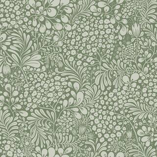 Siv Dark Green Botanical Non-Pasted Paper Wallpaper | The Home Depot