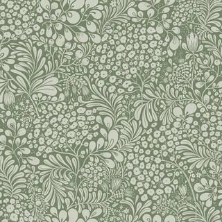 Siv Dark Green Botanical Non-Pasted Paper Wallpaper | The Home Depot
