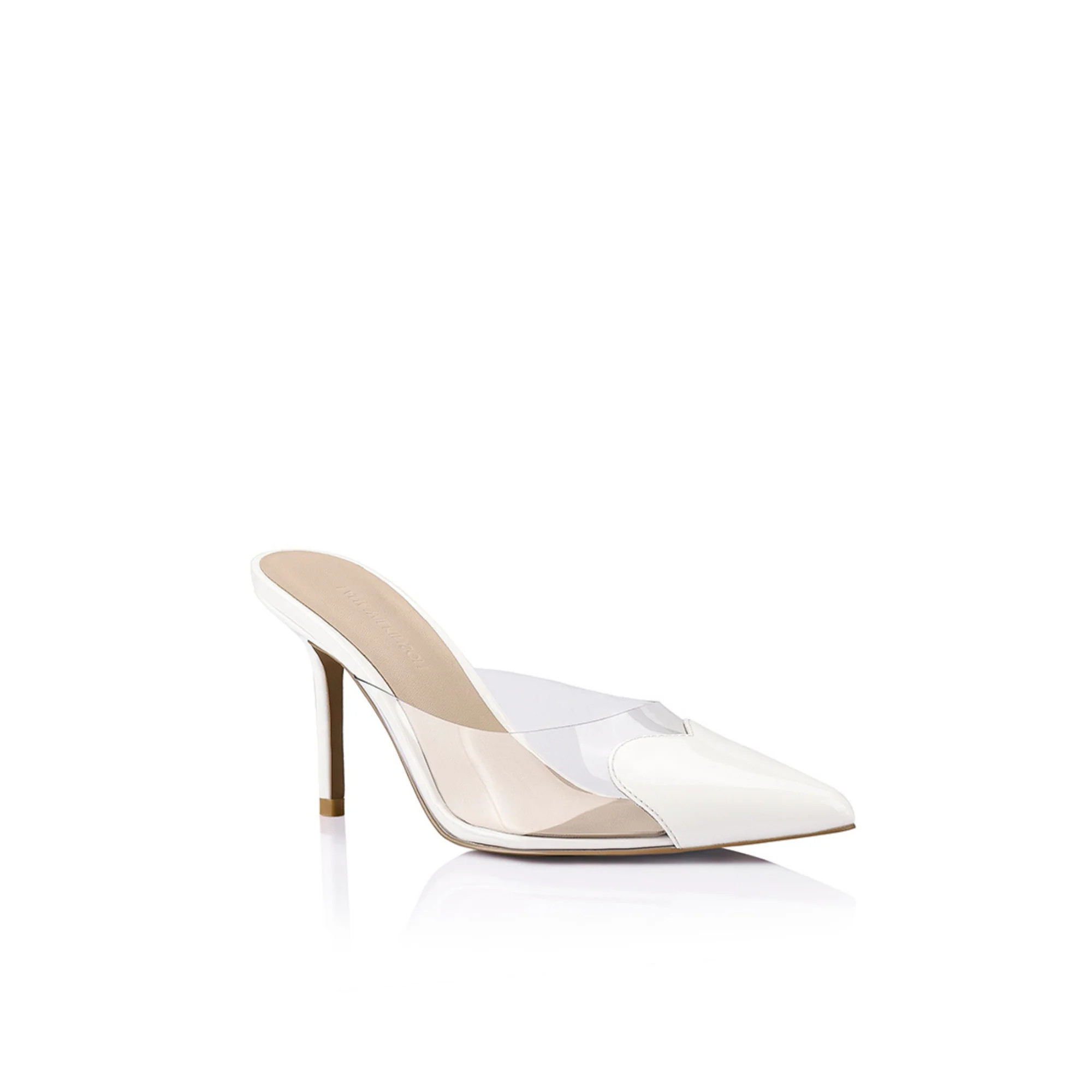 Raquel Stiletto Mule Vinylite & Ivory Patent | Lana Wilkinson