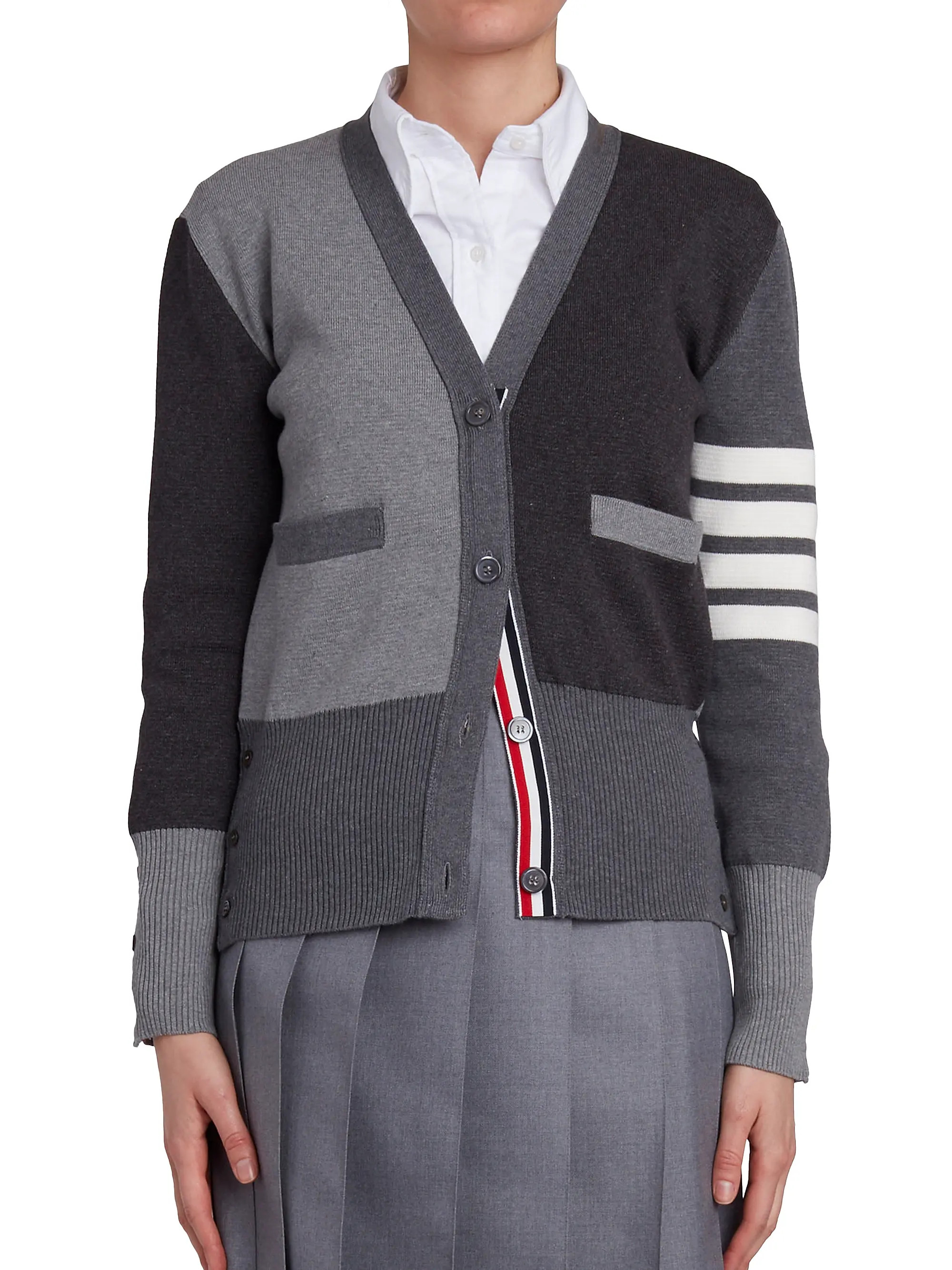Funmix Colorblock Four Bar Cardigan | Saks Fifth Avenue