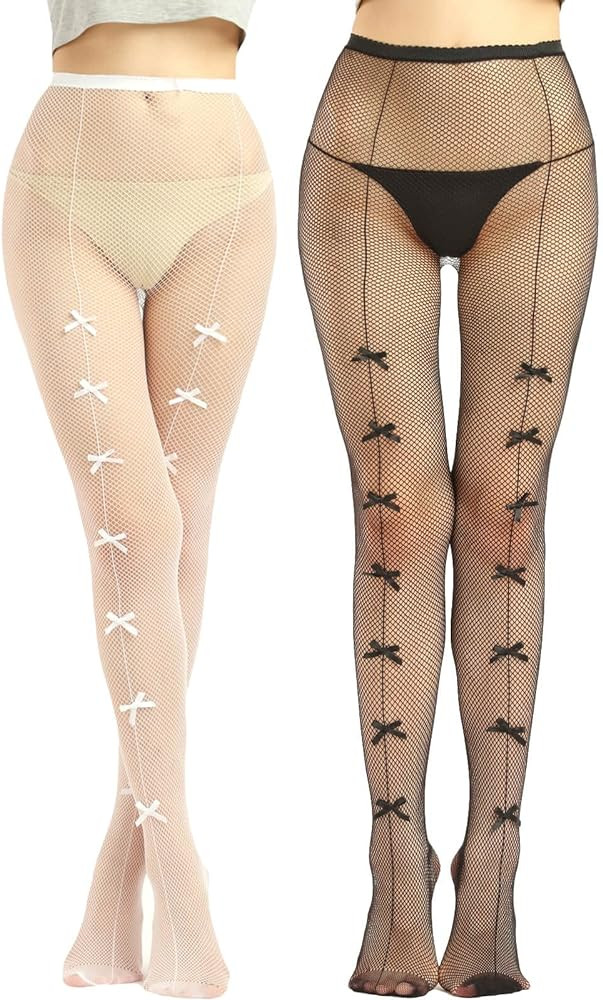 SOUTHRO Women Fishnet Stockings With Bow Tie Girl Cute Fish Nets Tights With Designs | Amazon (US)
